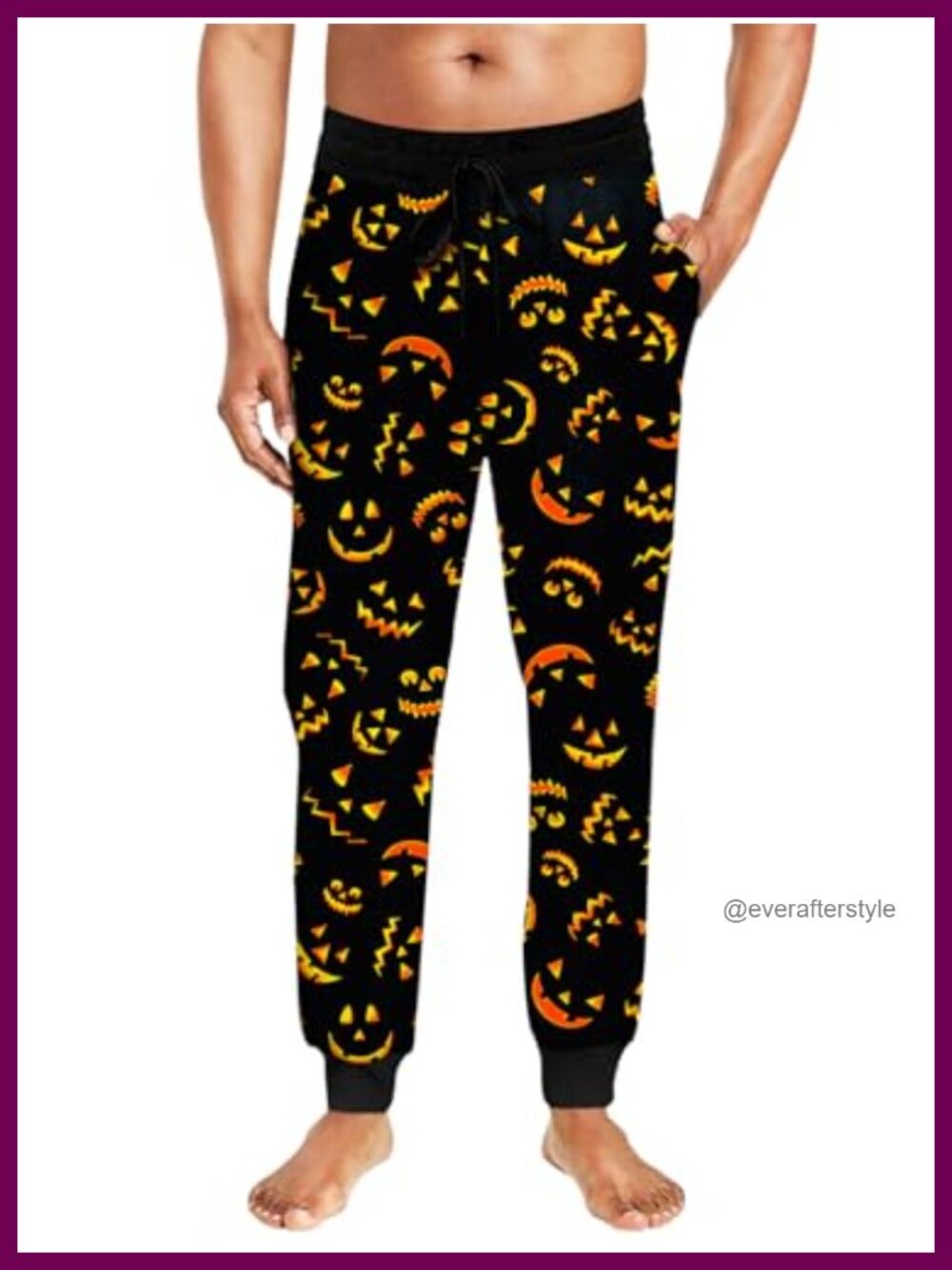 Men's Halloween Pajama Pants Pumpkin Print Jogger Lounge Sleep Bottoms with